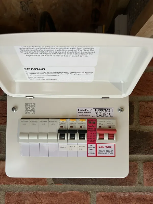 FuseBox consumer unit with RCBOs and surge protection